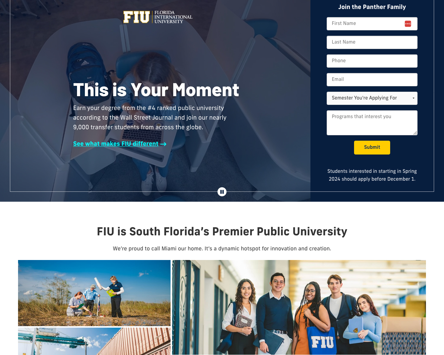 Examples of Landing Pages FIU Core Resource Hub Examples of Landing Pages FIU Core Resource Hub