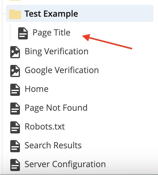 an example of a newly created folder and page under it