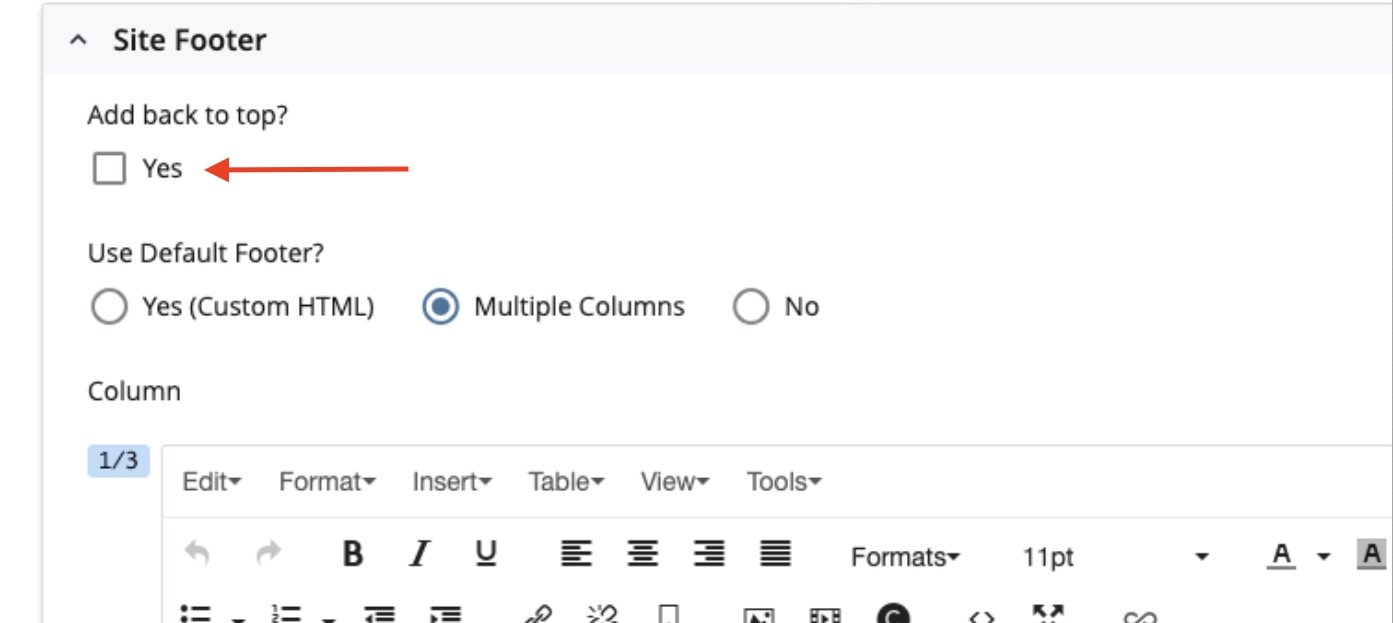 The add back to top box