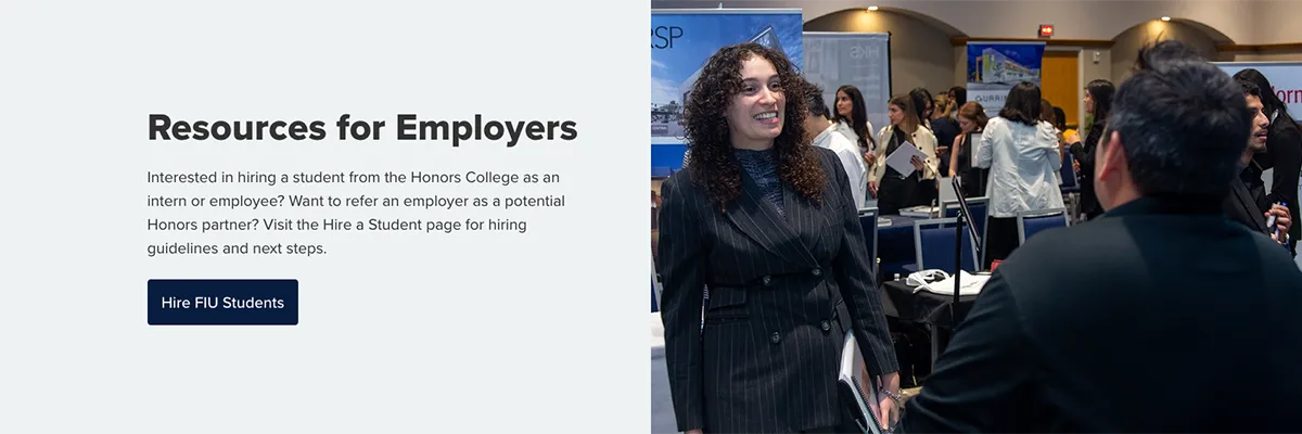 FIU Honors' For Employers module, with a decorative image