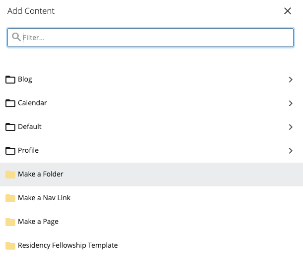 Creating a folder in Cascade