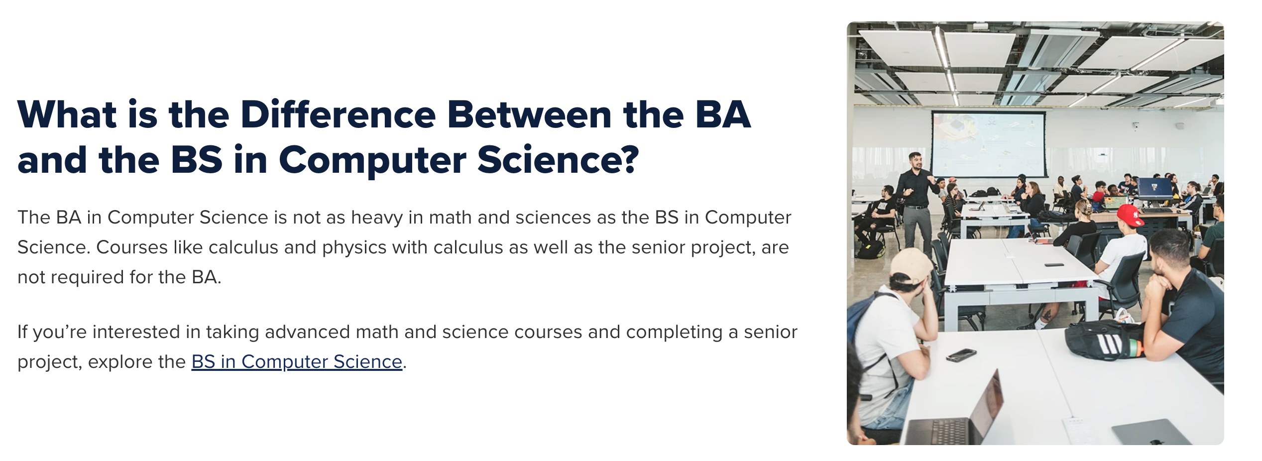 FAQ Example of BA vs. BS in Computer Science