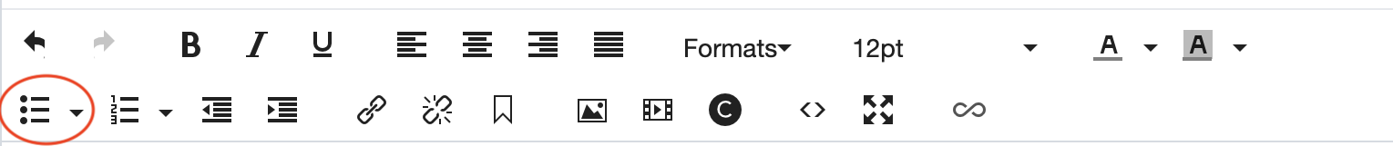 The bullet list icon in the WYSIWYG editor