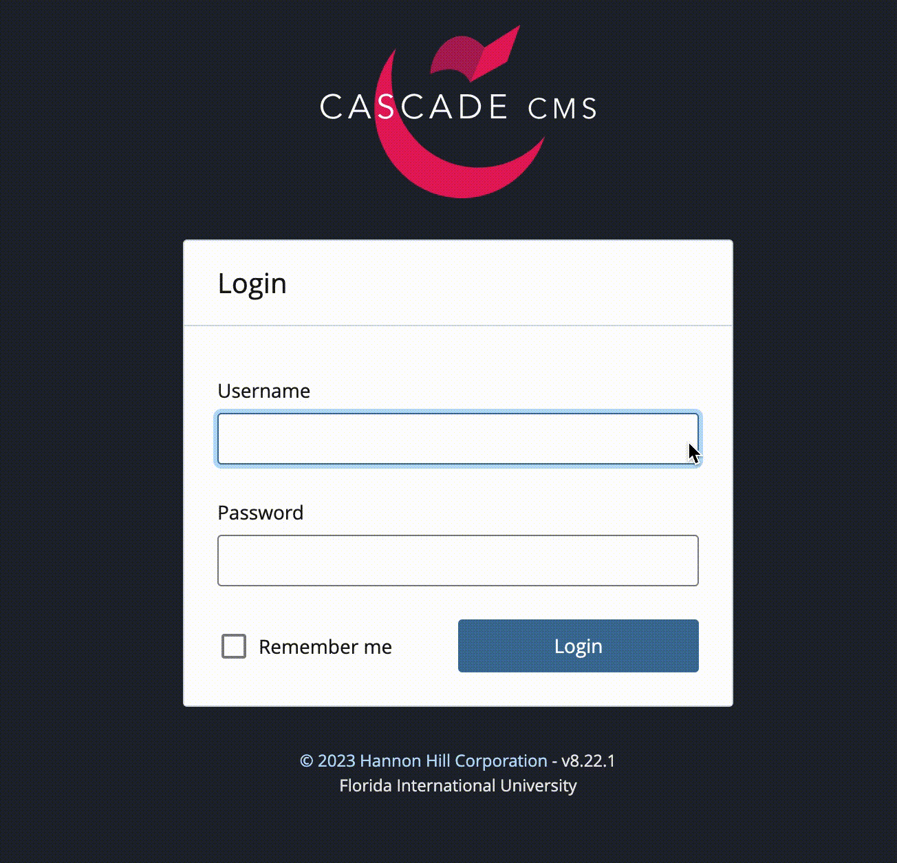 Animation of the Cascade login screen