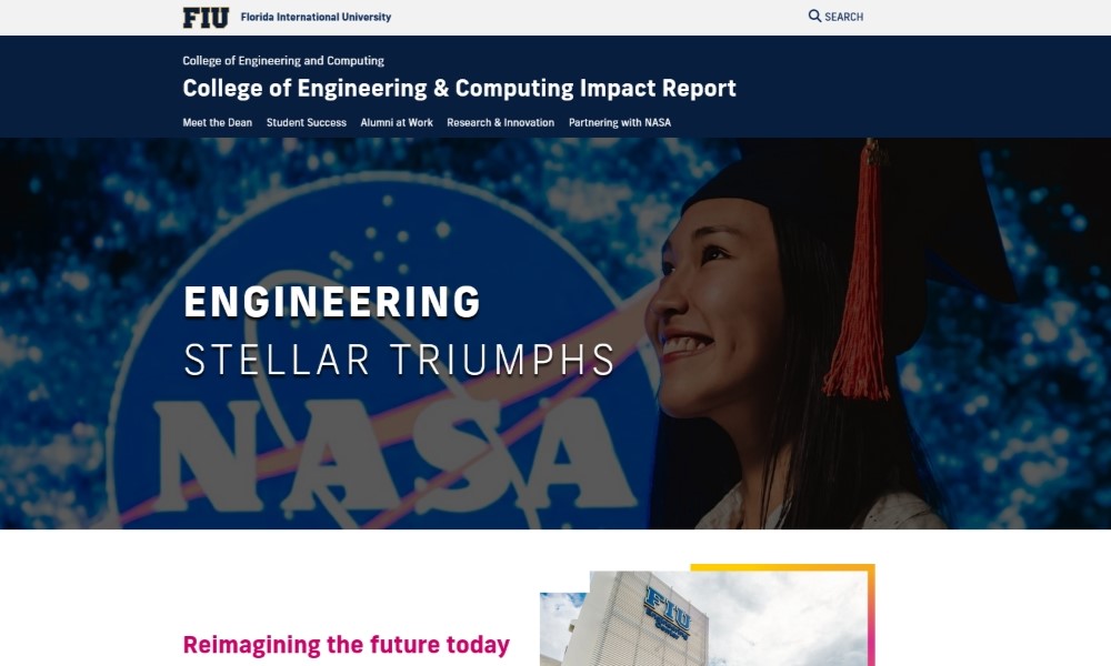 Screenshot of the FIU College of Engineering's Annual Report microsite