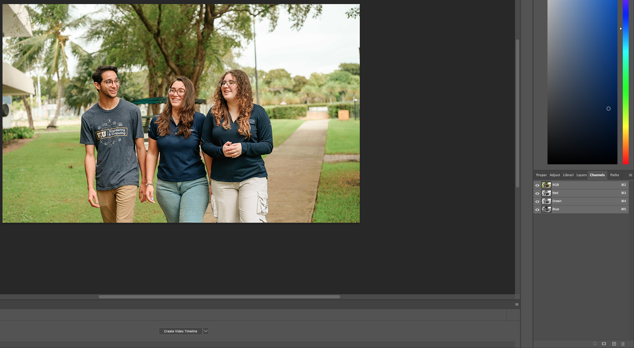 A screenshot of the Photoshop color Channels panel. 