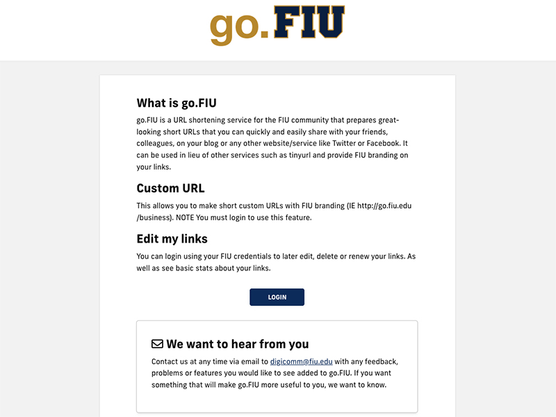 Screenshot of go.FIU home page