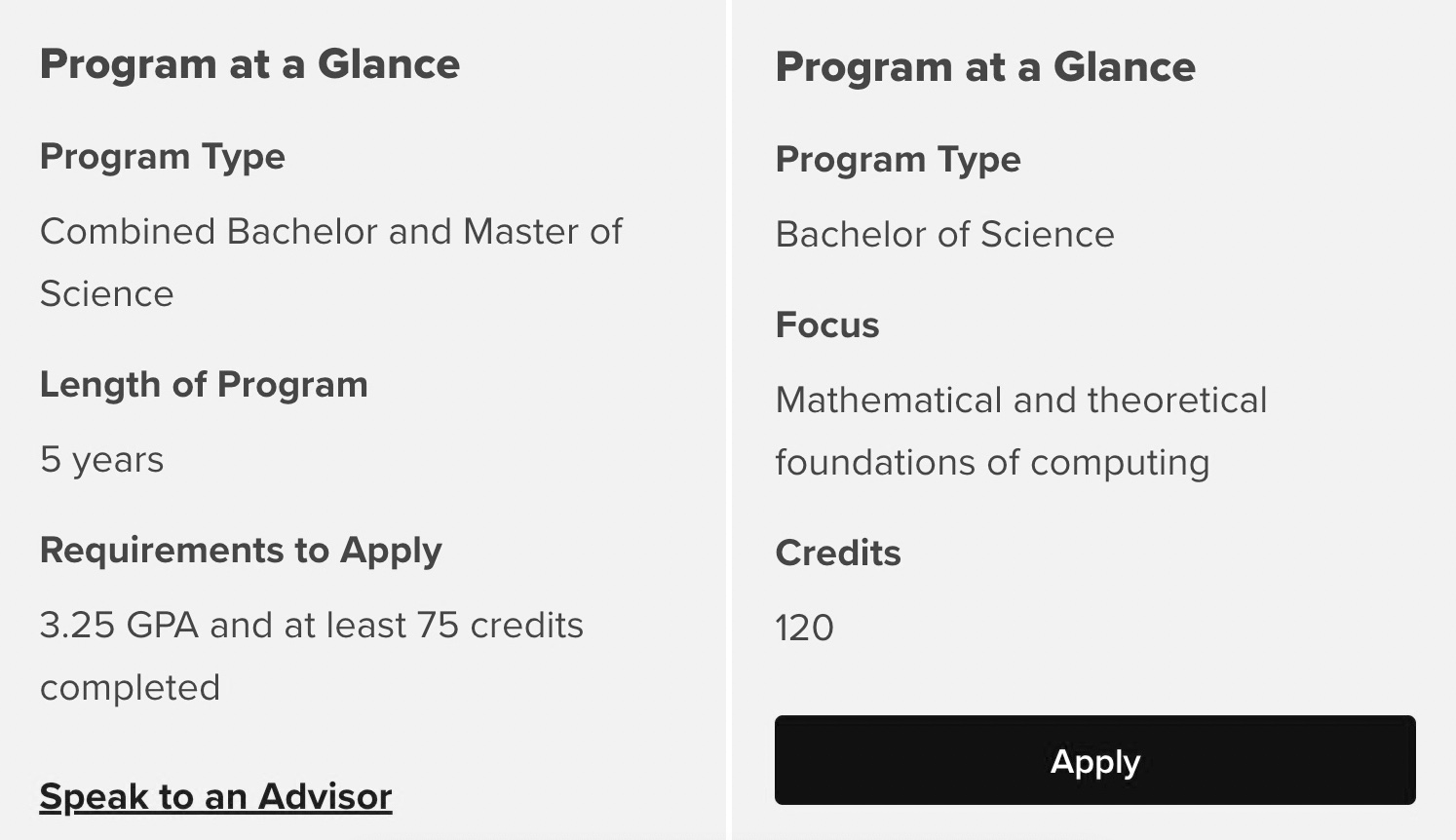 a side by side of duration vs credits
