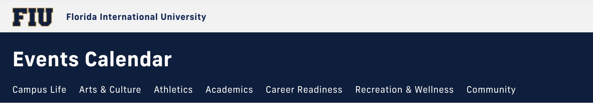 The navigation tab on FIU Calendar