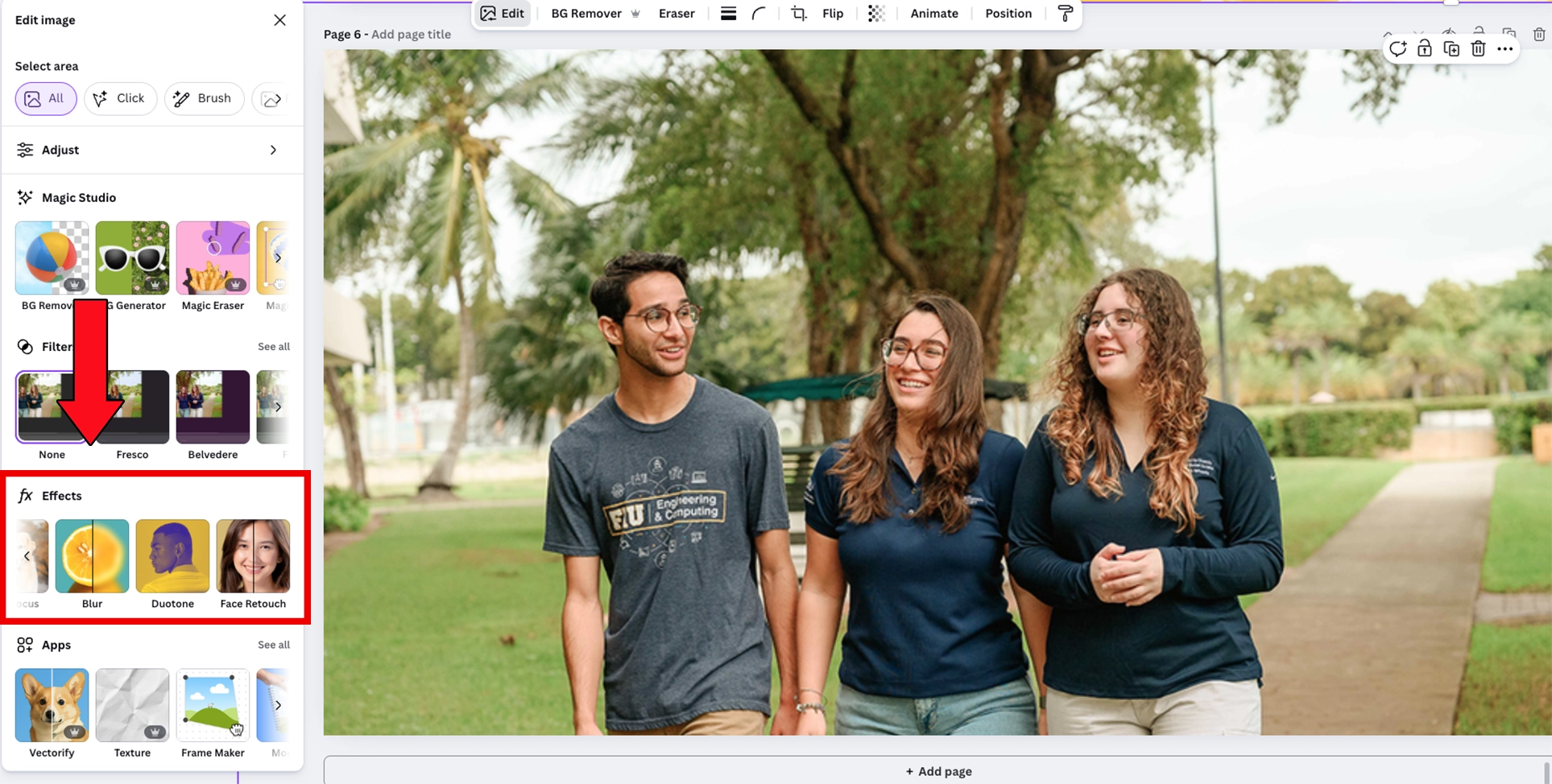 A screenshot of canva duotone selection