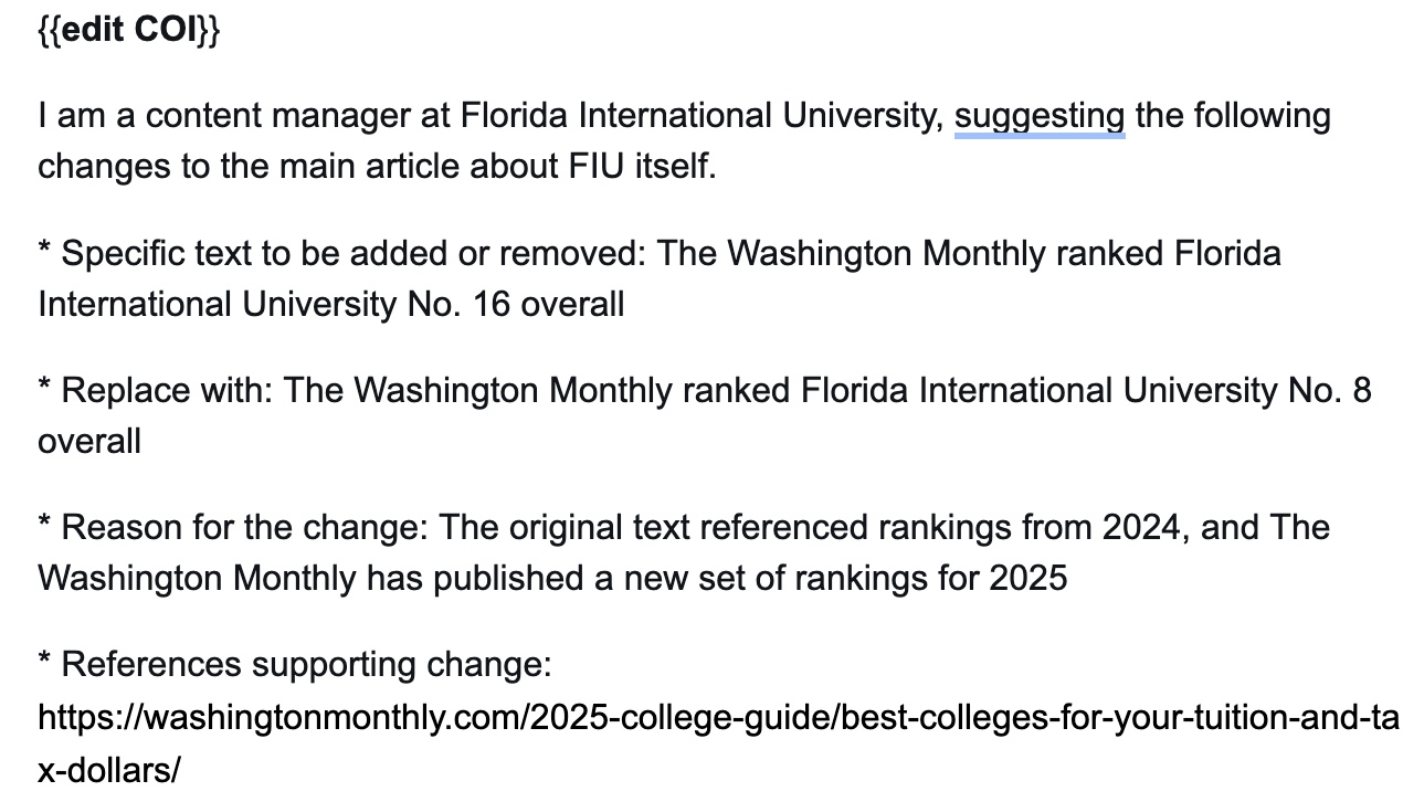 An example of a wikipedia request template.