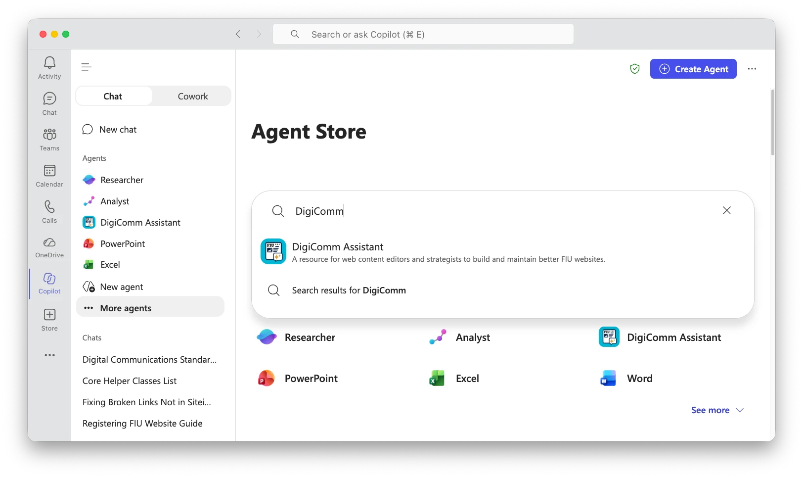 DigiComm Assistant in the Copilot Agent Store