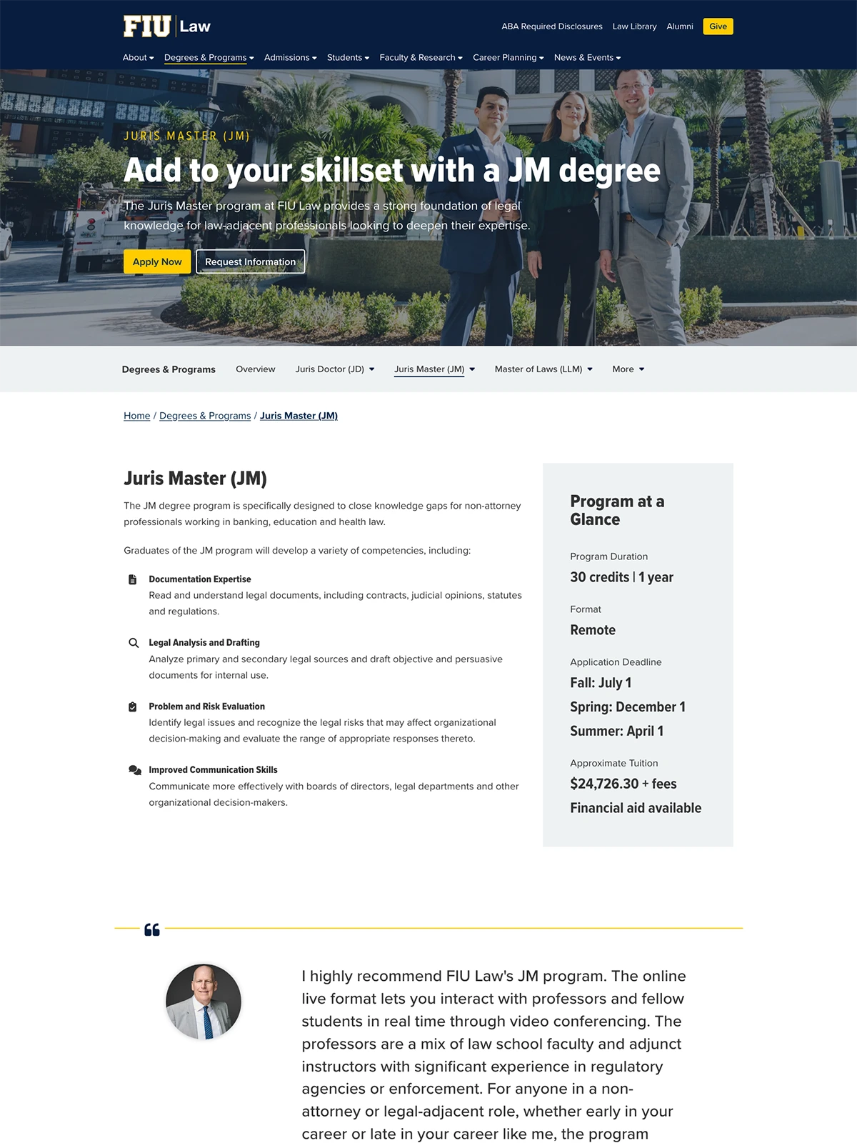 FIU Law's JM program page