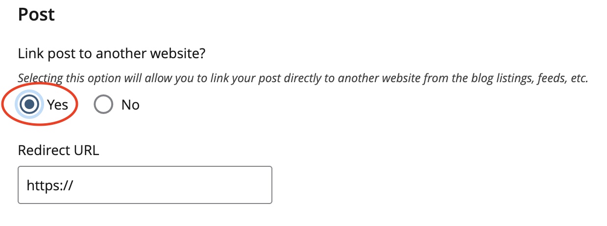 Post option to link to another site.