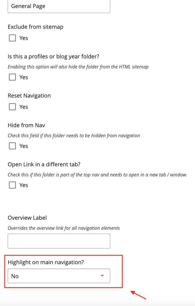 Main Nav Highlight Option
