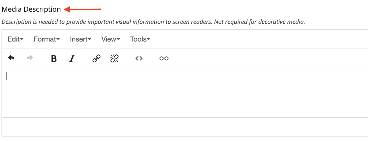 The media description box for a video banner.
