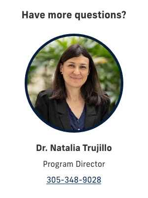 Screenshot of Natalia Trujillo's contact information as Program Director