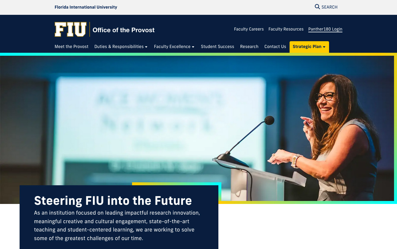 Screenshot of the Office of the Provost website banner
