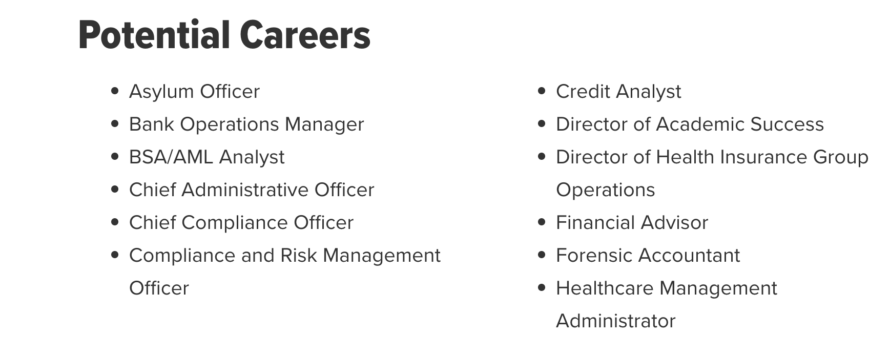Example of a potential careers module