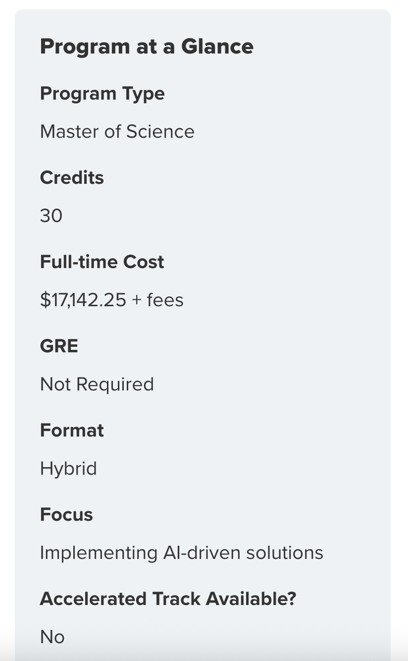 Program at a glance box