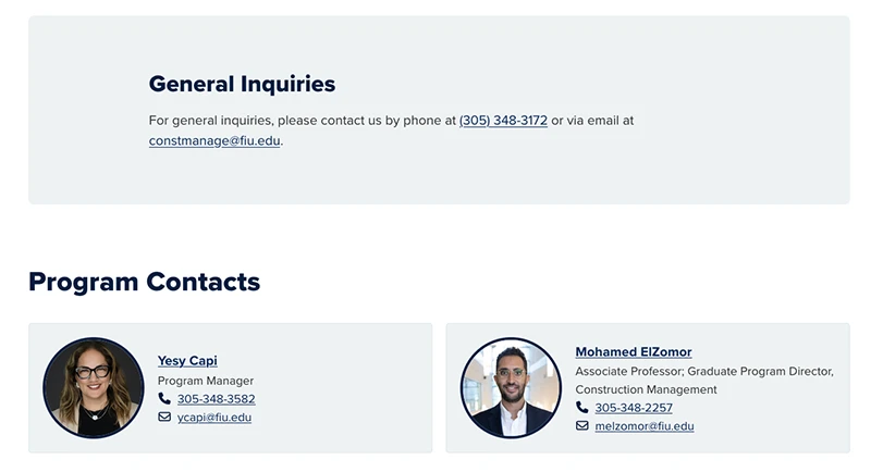 Program contact information