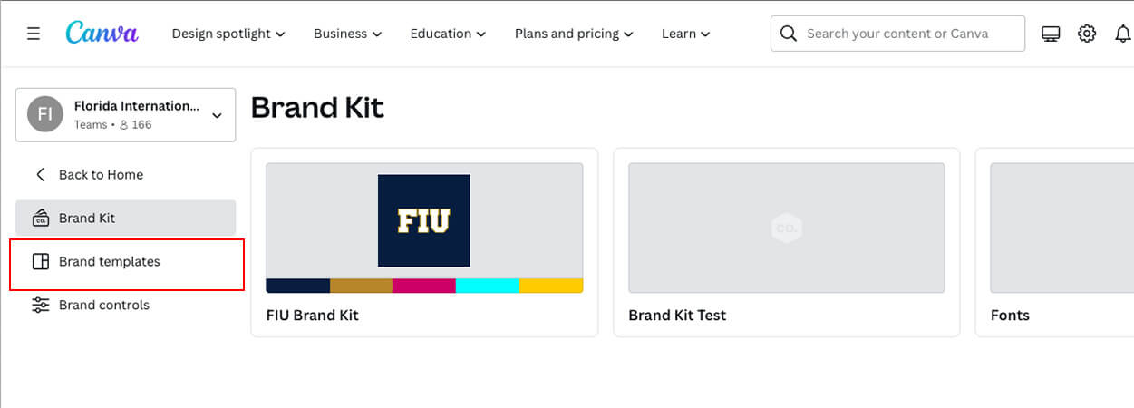 Locating the Brand templates in the Brand kit window
