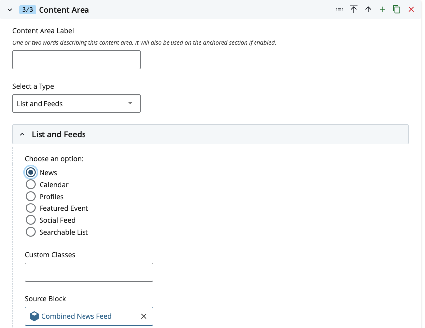 rss aggregation content area