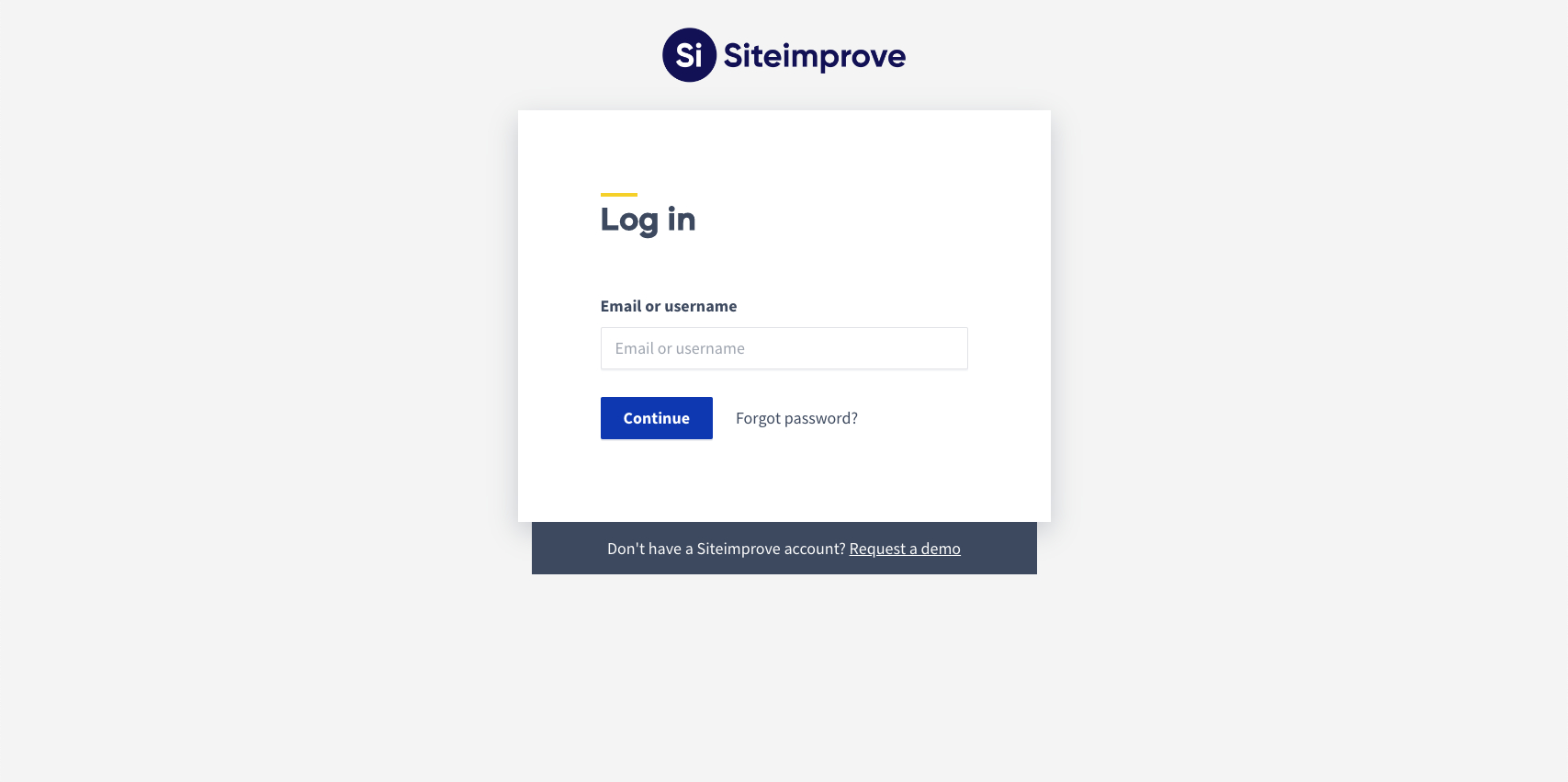 Screenshot of the Siteimprove login screen
