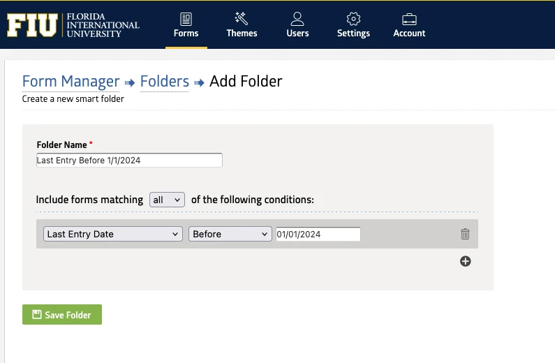 Web UI with proper filter conditions for example