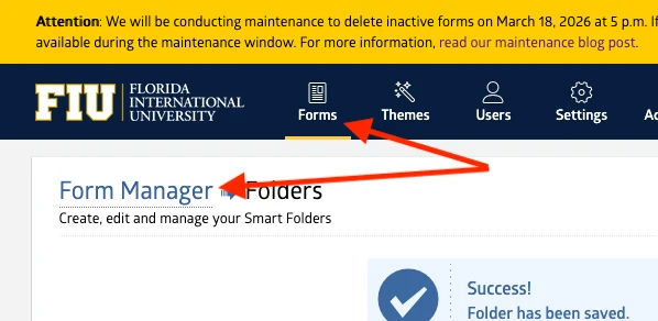 How to get back to the list of forms