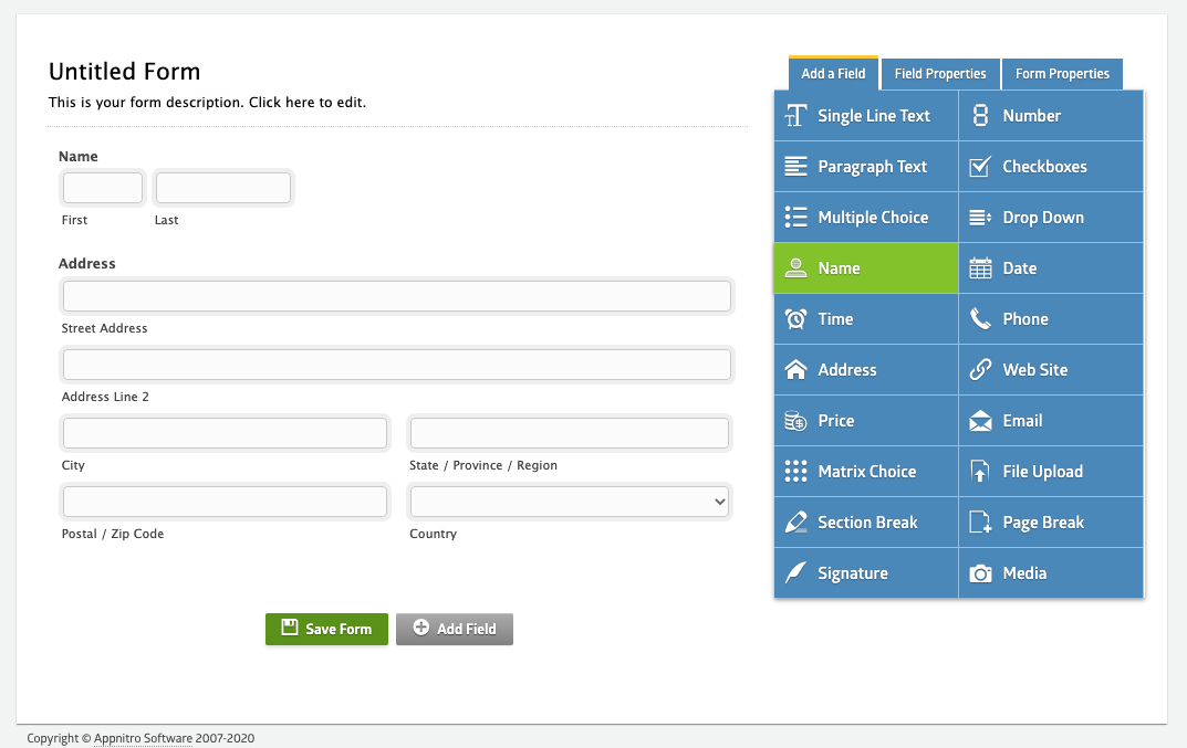 Webform fields