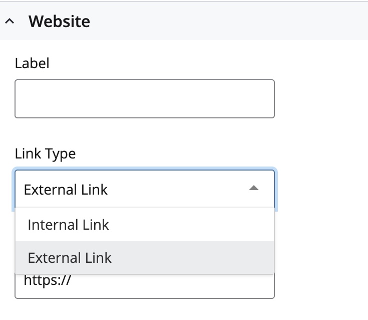 The web tab with the new dedicated external link