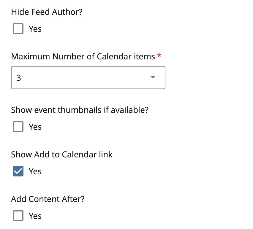 A calendar module with the additional content after option.
