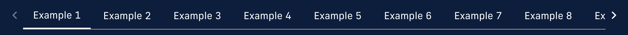 A tab module with carousel feature to scroll through examples