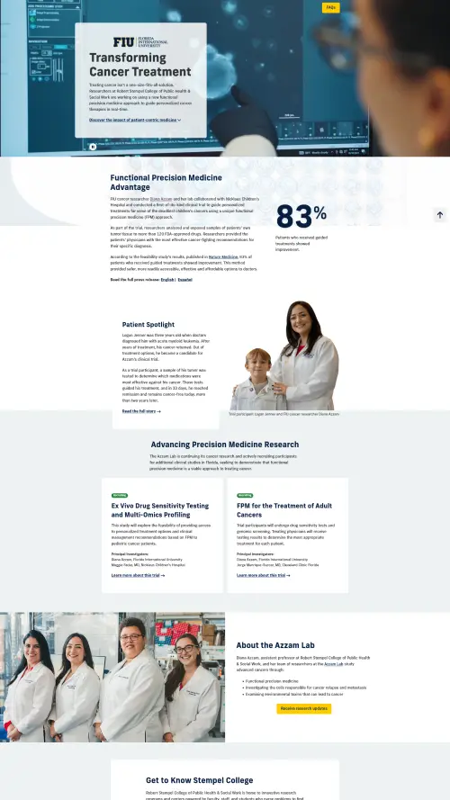 Screenshot of the Azzam Personalized Cancer Treatment landing page