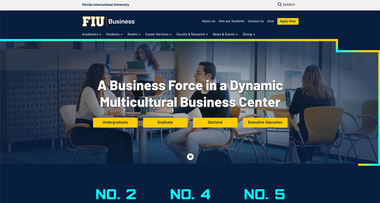 Screenshot of FIU College of Business home page