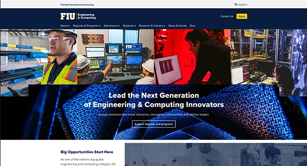 Screenshot of FIU College of Engineering and Computing home page