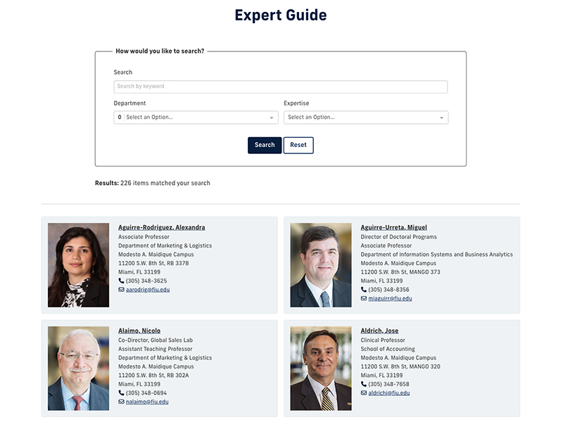 Screenshot of FIU College of Business Expert Guide