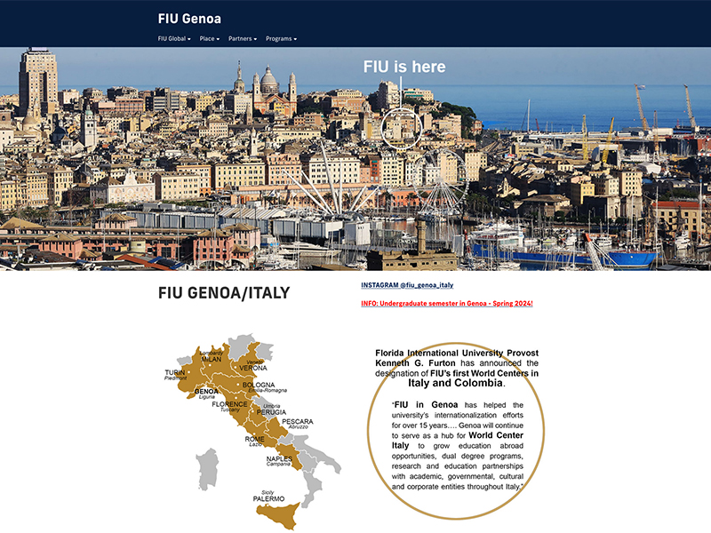 Screenshot of FIU Genoa home page