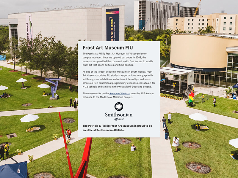 Screenshot of Frost Art Museum home page
