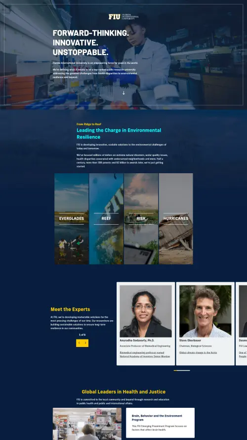 Screenshot of FIU Innovation landing page