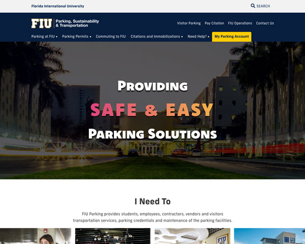 Screenshot of FIU Parking website