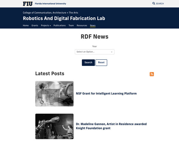 Screenshot of Robotics and Digital Fabrication Lab blog