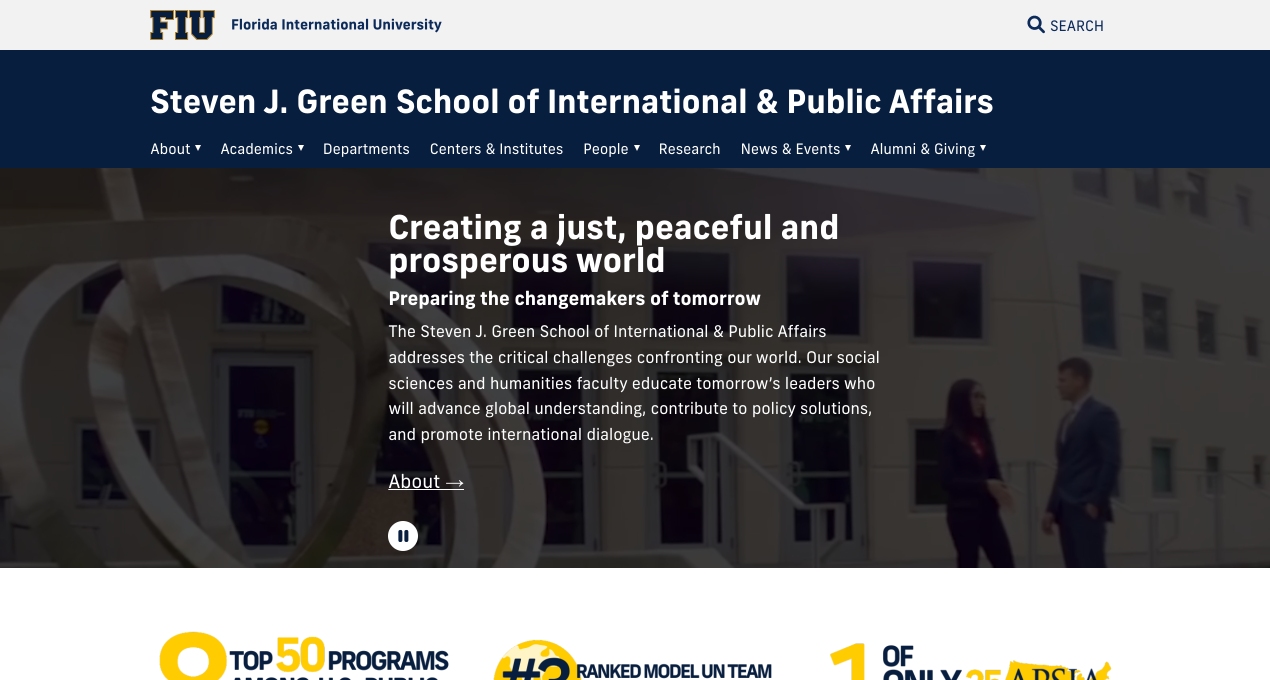 Screenshot of the SIPA website
